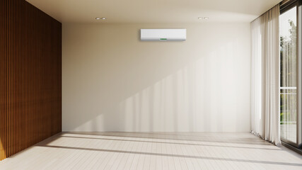 large luxury modern bright interiors living room with air conditioning mockup illustration 3D rendering