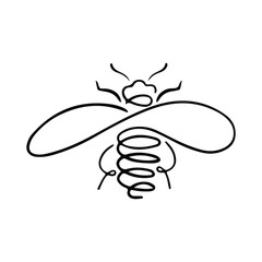 Honey bee icon. Vector illustration isolated on a white background. Hand drawn doodle of a bee. Honey Bee Tattoo, Bee Icon, Bee Logo, Bee Symbol