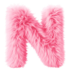 PNG  Fur letter N pink softness clothing.