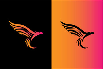 phoenix logo with black and orange background, great and strong bird.	
