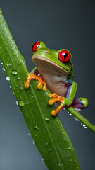 Obraz premium red eyed tree frog on leaf