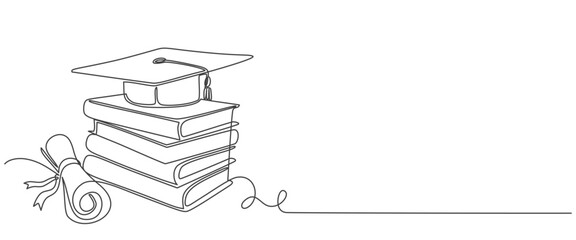 hand drawn line art vector illustration of graduation hat, graduation line art style vector illustration © sense