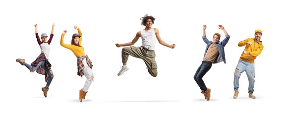 African american male dancer between male and female caucasian dancers
