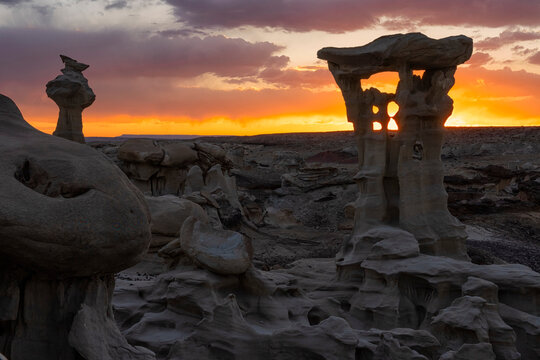 Hoodoo named 'Alien Throne' in the Valley of Dreams, New Mexico, USA