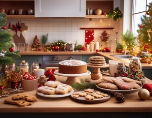 Festive Window Display- A beautifully decorated shop window with Christmas scenes, twinkling