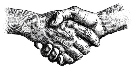 PNG  Vintage handshake illustration, detailed.