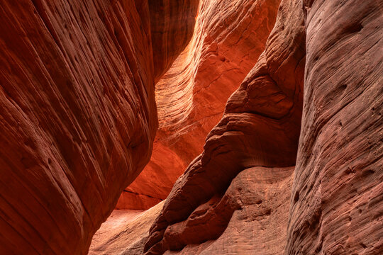 Striated corridors of Mystic Canyon are amazing to walk through and explore. Eons of erosion have created amazing feats of nature; Kanab, Utah, United States of America