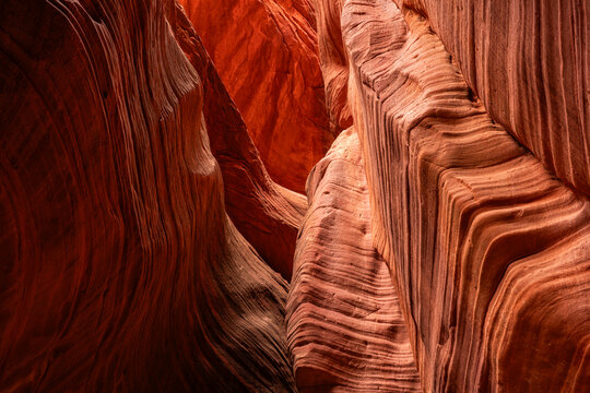 Striated corridors of Mystic Canyon are amazing to walk through and explore. Eons of erosion have created amazing feats of nature; Kanab, Utah, United States of America