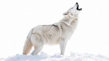 Obraz premium Arctic Wolf Howling in Snowy Landscape