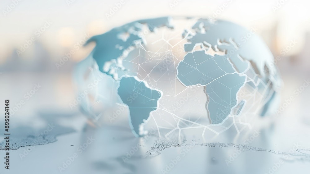 Wall mural a globe with a network of lines drawn on it