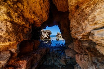 Cave with water and reflections