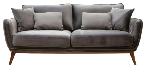 PNG Gray sofa furniture cushion pillow.