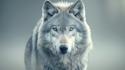 Obraz premium A wolf is staring at the camera with its mouth open