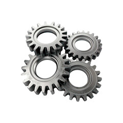 Metal gears and cogs. Isolated on transparent background.