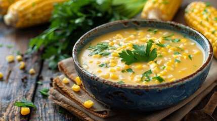 corn soup in the bowl