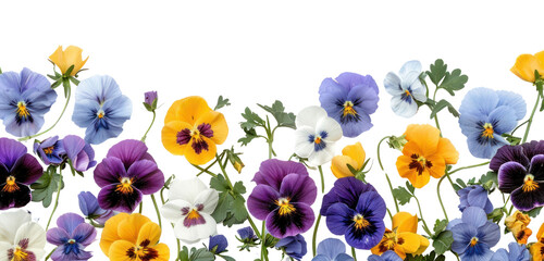 PNG Colorful pansies floral border