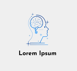 logo on the theme of high technology with a person profile.