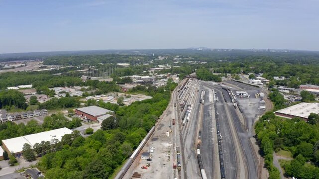 Aerial view of CSX-Howell Yard and Transflo Terminal railroad company
