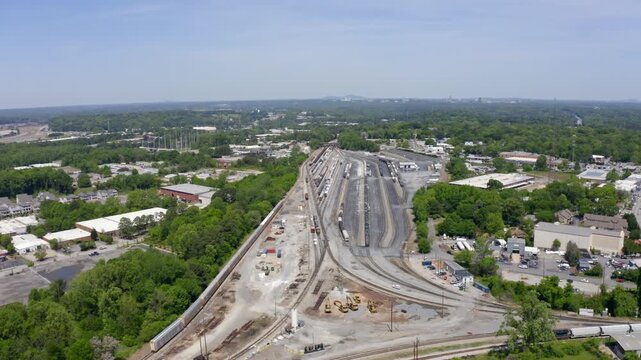 Drone shot of CSX-Howell Yard and TRANSFLO Terminal railroad company