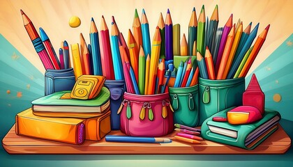 Obraz premium Colorful colored pencil and crayon sketch webtoon