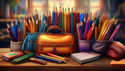 Fototapeta premium Colorful colored pencil and crayon sketch webtoon