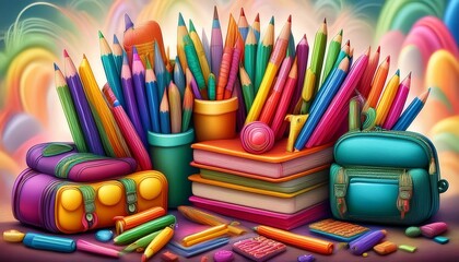 Obraz premium Colorful colored pencil and crayon sketch webtoon