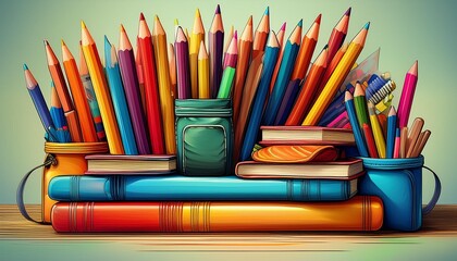 Obraz premium Colorful colored pencil and crayon sketch webtoon