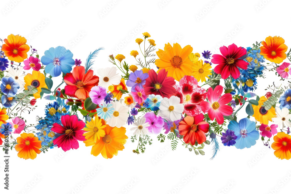 Wall mural vibrant floral border design