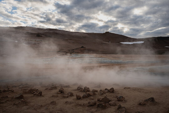 view of the Hverir Geothermal Area near Myvatn