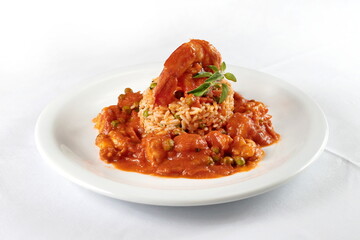 Shrimp risotto on the plate