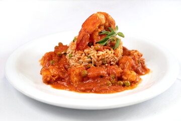 Fototapeta premium Shrimp risotto on the plate