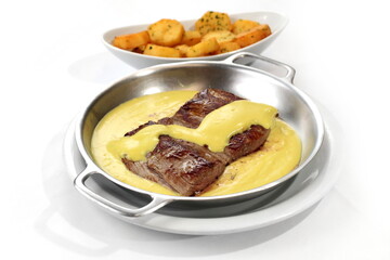 Filet Mignon with Mustard Sauce and Sote Potatoes