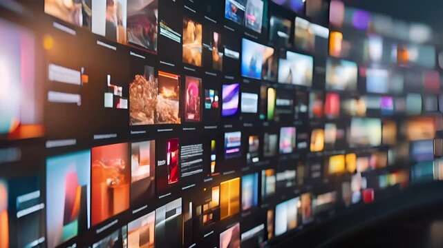 Abstract video background with digital shapes, futuristic elements and patterns. Concept of future technologies and artificial intelligence.