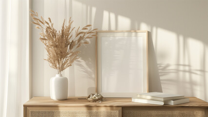 Boho Interior with A4 Frame and Rattan Elements