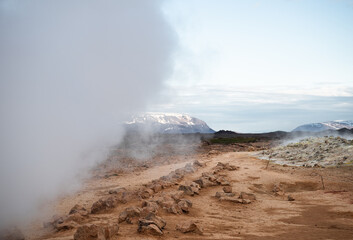 Geothermal area Hverir in Iceland.