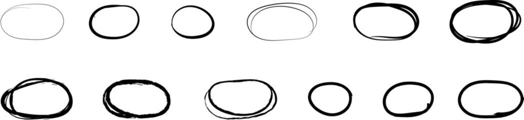 Hand drawn circle line sketch. Pencil or pen circular scribble round circles. Message design element set. Doodle graffiti bubble draft vector illustration.