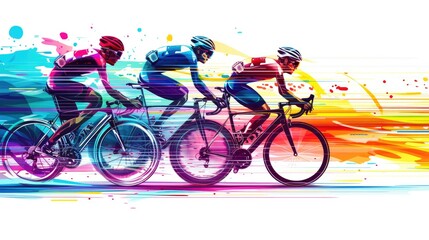 Fototapeta premium Dynamic Abstract Cycling Race in Vibrant Colors