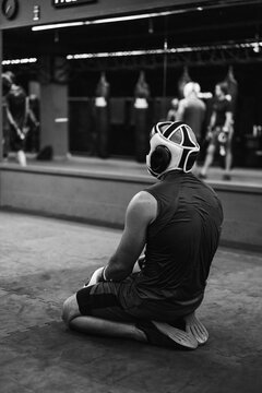 Boxers fighting in boxing training in the gym.