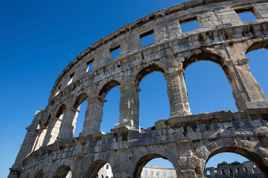 Pula Arena, a Roman amphitheater constructed 27 BC-AD 68 in Pula, Croatia; Pula, Istria County, Croatia