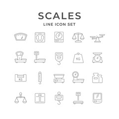 Set line icons of scales