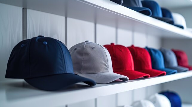 Neatly Arranged Children's Baseball Caps Showcasing Elegance
