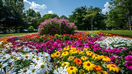 Colorful Flower Garden in Summer