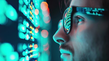 A cybersecurity expert analyzing network security protocols on multiple screens, with digital encryption algorithms displayed in the foreground.