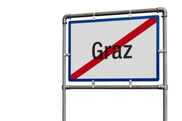 Ortsausfahrtsschild, Stadt Graz, Österreich
