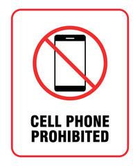 Cell Phone Prohibited Sign Isolated on White Background