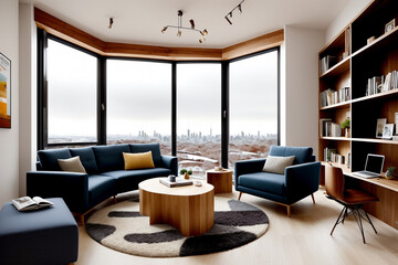 "City Covered in Snow with Contemporary Minimalist Interiors"