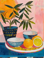 Orange still life oil painting  illustration © lynea