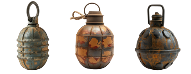 set of hand grenade isolate transparent background