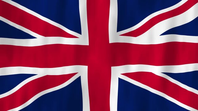 UK United Kingdom British flag country animation 3D symbol design waving in wind national patriotism world culture emblem banner red blue white