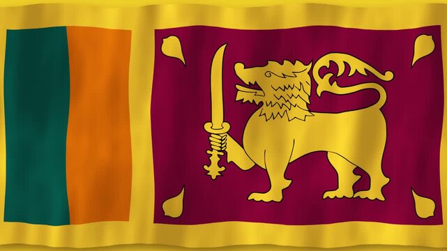 Sri Lanka flag country animation 3D symbol design waving in wind movement national patriotism world culture emblem banner Asia yellow orange green red